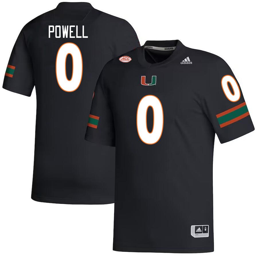 Men #0 Mishael Powell Miami Hurricanes College Football Jerseys Stitched-Black